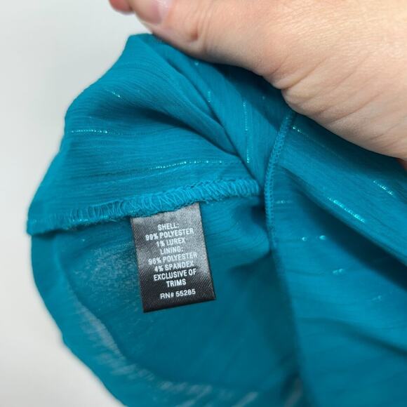 Vintage Y2K 2000s Express Blue Ruffle Seamed Sleeveless Tank Top 0 - Picture 8 of 8